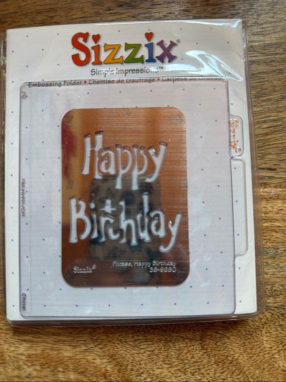Sizzix Lot of 5 Birthday Theme Simple Impressions Embossing Folder